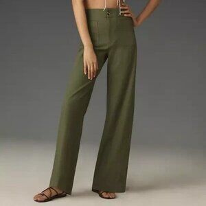 Anthropologie Maeve The Colette Full Length Wide Leg Pants Green Size 31